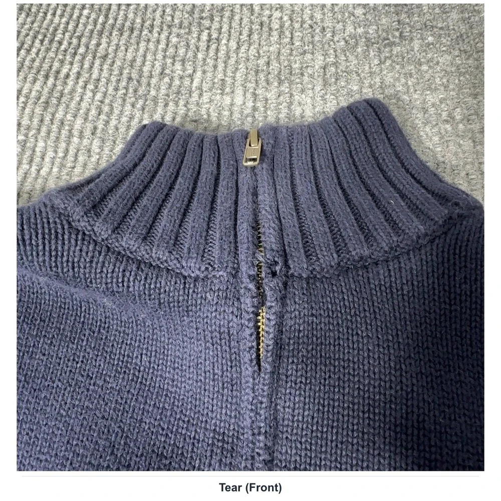 Polo Ralph Lauren Quarter Zip Sweater Boys M Navy Blue Cotton Pullover